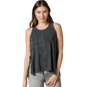 Mono B Bamboo Flex Muscle Tee Side Tie Gray Mineral Wash SZ Small - Large NWT